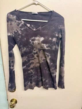 M. Fredric Allen Allen Black & Gray Tie Dye Long Sleeve Shirt